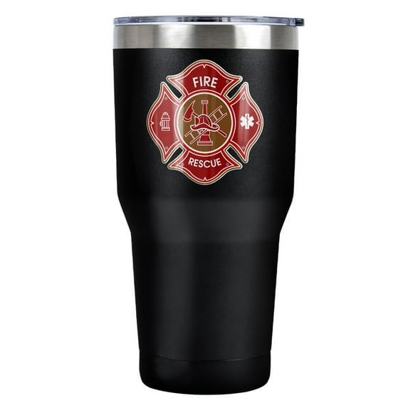 Firefighter Fire Rescue Maltese Cross Stainless Steel Tumbler 30 oz Coffee Travel Cup, Vacuum Insulated & Double Wall with Leakproof Sliding Lid | Great for Hot Drinks and Cold Beverages