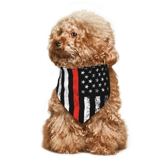 Firefighter Firefighting Flag Dog Bandana Adjustable Dog Bib Scarf Handkerchief For Large Medium Small Dogs Cats Pets