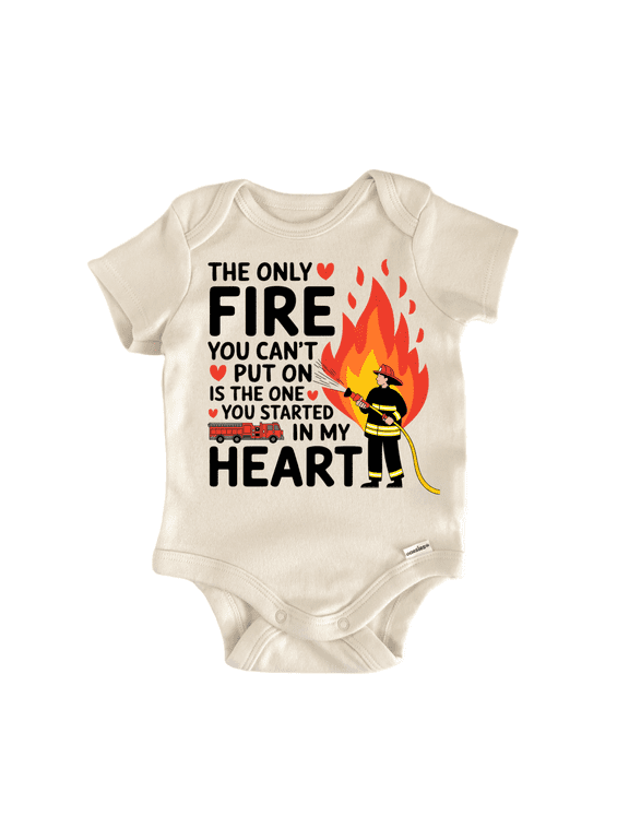 Firefighter Fireman Heart Newborn Baby Bodysuit