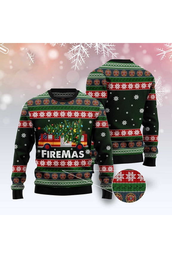 Firefighter Firemas 3D Christmas Sweater, Funny Xmas Sweater, Sweater Xmas