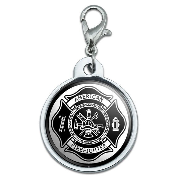 Firefighter Firemen Maltese Cross - American - Black Small Metal ID Pet Dog Tag