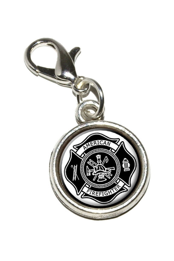 Firefighter Firemen Maltese Cross - American Firefighter - Black Bracelet Charm