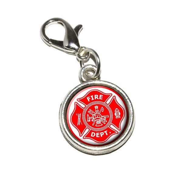 Firefighter Firemen Maltese Cross - Red Bracelet Charm