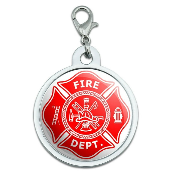 Firefighter Firemen Maltese Cross - Red Large Metal ID Pet Dog Tag