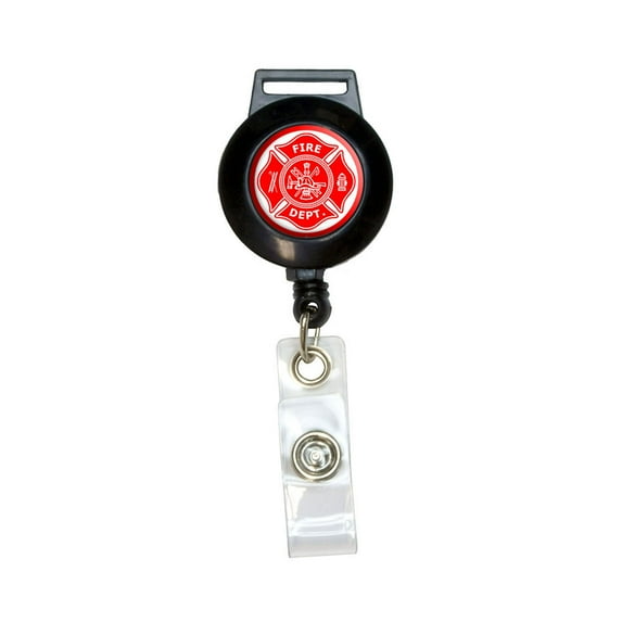 Firefighter Firemen Maltese Cross - Red Retractable Badge Card ID Holder