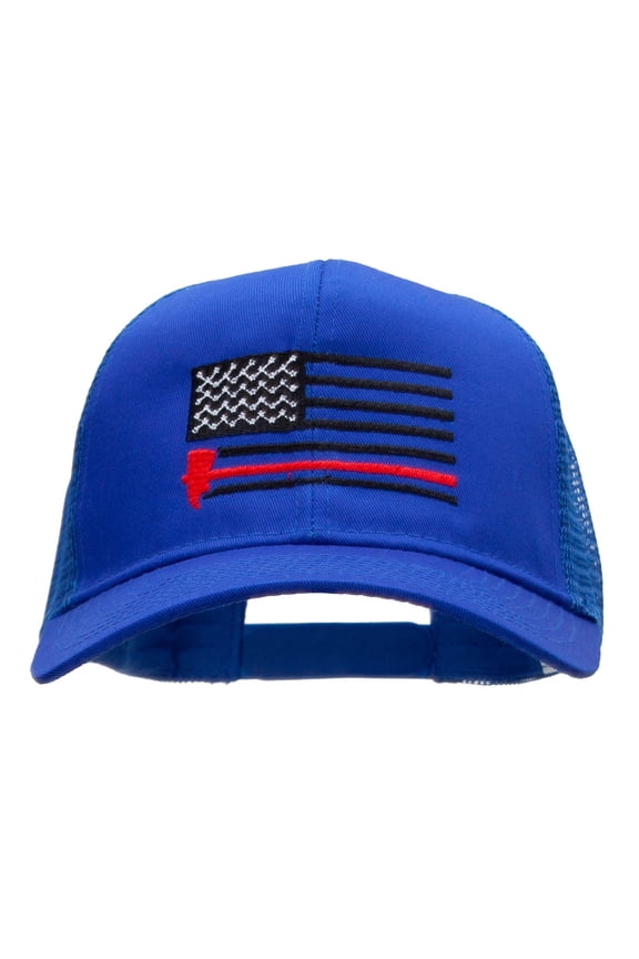 Firefighter Flag Embroidered Solid Cotton Prostyle Twill Mesh Cap - Royal OSFM