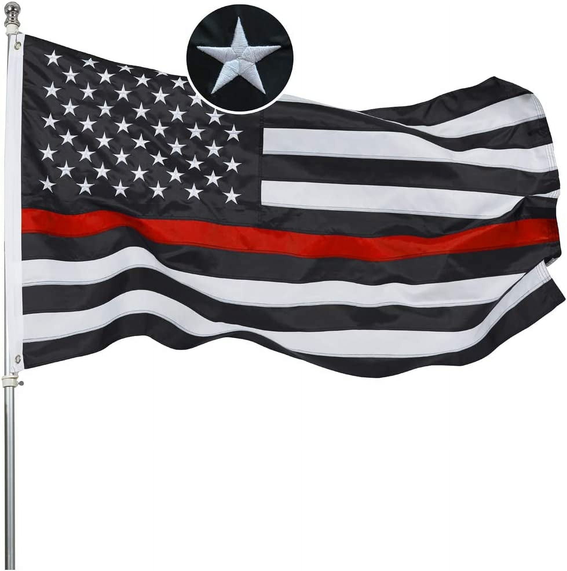 TOPFLAGS Firefighter Flag Thin Red Line Flags 3x5 Embroidered Stars Sewn Stripes Honoring First Responder Heavy Duty Banner with 2 Brass Grommets