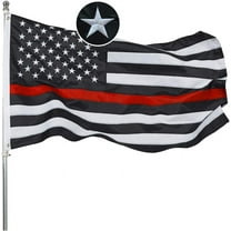 TOPFLAGS Firefighter Flag Thin Red Line Flags 3x5 Embroidered Stars Sewn Stripes Honoring First Responder Heavy Duty Banner with 2 Brass Grommets