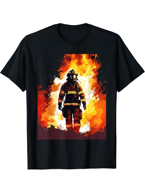 Firefighter Flames Fireman Graphic T-Shirt