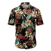 Firefighter Floral Vintage Aloha Hawaiian Shirt