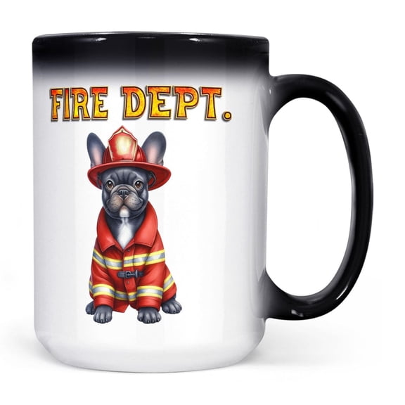 Firefighter French Bulldog Hero Rescue Fire Dept Fireman USA Flag Heat Color Changing Mug Dog Lover Gifts Magic Coffee Mug - 02026
