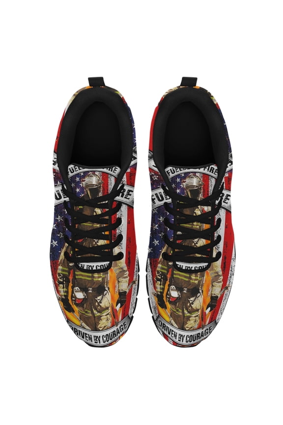 Firefighter Fueled By Fire Driven By Courage Running Shoes Sneakers Mesh Black Size 9.5
