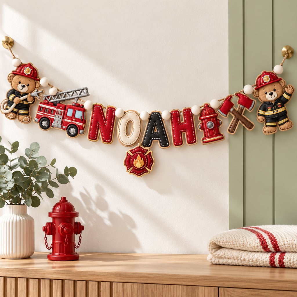 Firefighter Garland Fire Truck Theme Wooden Wall Decor - Walmart.com