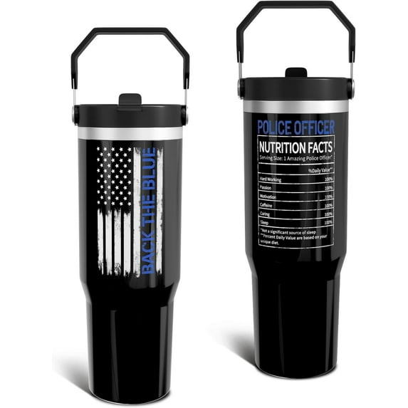 Firefighter Gifts 30 oz Tumbler with Top Handle and Flip Straw, Stainless Steel Double Walled Vacuum Insulated Cup, Fireman Retirement Graduation Birthday Gifts for Men Boys (1PC)