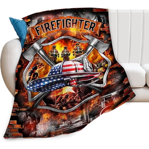 Firefighter Gifts Fire Fighter Throw Blanket Soft Fleece Flannel Bedding Fireman Gifts for Men Boys Girls Lovers Adults Stuff for Couch Sofa Bed Room Decor 60"X80"