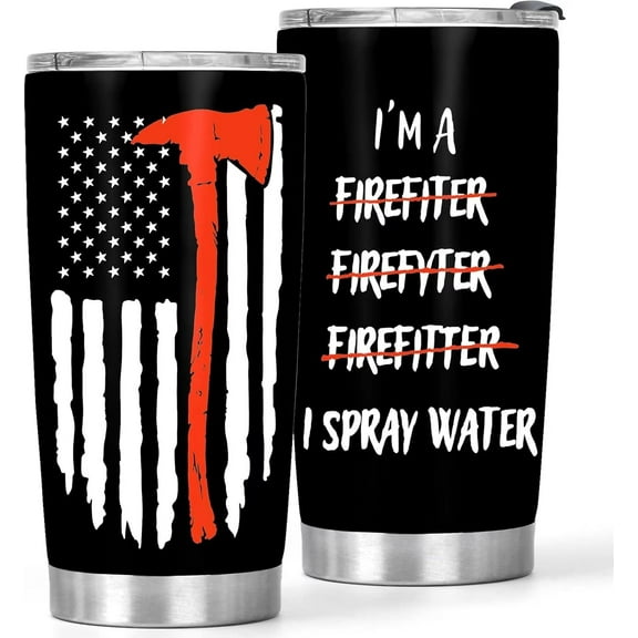 Firefighter Gifts For Men - 20oz Stainless Steel Tumbler for Dad from Daughter Son - Cool Birthday Gifts For Husband from Wife - Christmas Gifts for Firefighter Boyfriend, 1 Piece