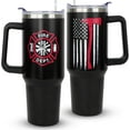 thumbnail image 1 of Firefighter Gifts For Men 40oz Fireman Tumbler with Handle, Coffee Cup Stainless Steel Travel Mugs,Thin Red Line Flag Design for Fireman,Firefighter Graduation Gifts,First Responder Birthday Gift, 1 of 6