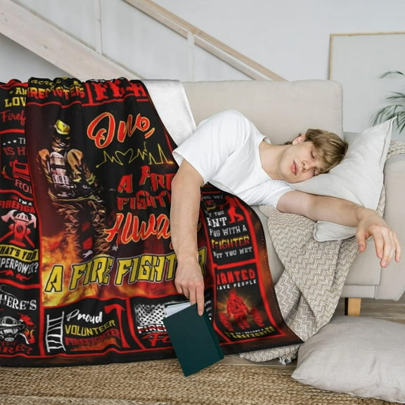 Firefighter Gifts for Men, Fire Department Gifts, Fireman Gifts for Men, Fire Fighter Gifts for Adults, Firefighter Birthday Party Decorations, Firefighter Throw Blanket 60x50 Inch
