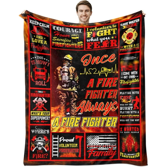 Firefighter Gifts for Men, Fire Department Gifts, Fireman Gifts for Men, Fire Fighter Gifts for Adults, Firefighter Birthday Party Decorations, Firefighter Throw Blanket 60x50 Inch
