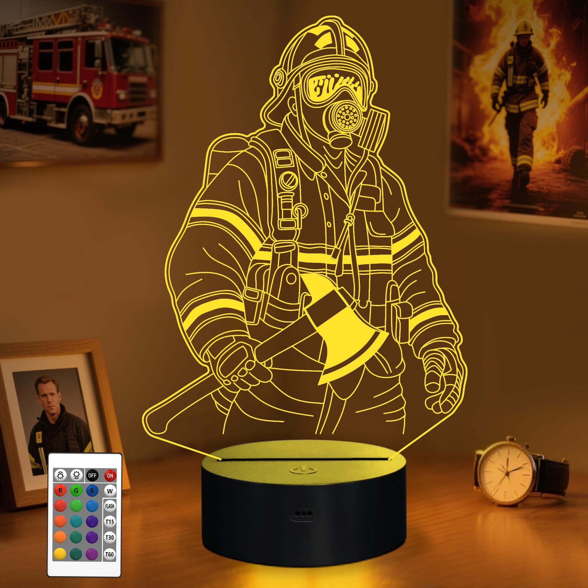 Firefighter Gifts for Men,Firemen Night Light,Fire Fighter Gift with 16 ...