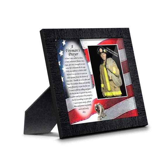 Firefighter Gifts for Men and Women, Fire Academy Graduation Gift, Fire Fighter Gifts or Firehouse Decor, A Fireman's Prayer Framed Wall Art for Home or Fire Station, 6795CH