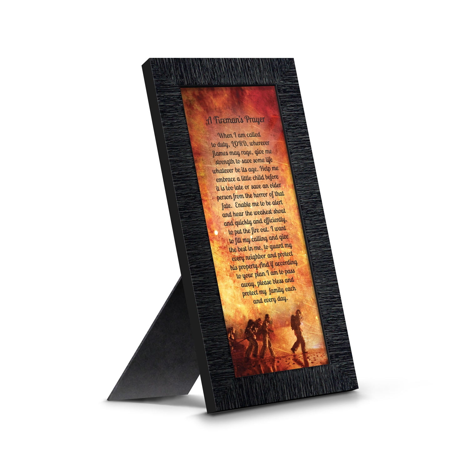 Firefighter Gifts for Men and Women, Fire Academy Graduation Gift, Fire Fighter Gifts or Firehouse Decor, A Fireman's Prayer Framed Wall Art for Home or Fire Station, 7361CH