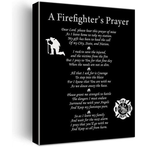 Firefighter Gifts for Women Men, Firefighter's Prayer Poster Painting Ready to Hang for Home Office Decor Retirement Gift Graduation Gifts -Frameless 8x10inch