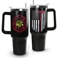 thumbnail image 1 of Firefighter Gifts for Men,40 oz American Flag Tumbler with Handle Lid and Straw Stainless Steel Cups Mug, Firefighter Stuff Supplies Accessories, 1 of 6