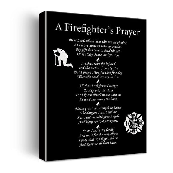 Firefighter Gifts for Women Men, Firefighter's Prayer Poster Canvas Wall Art Home Office Decor Retirement Gift Graduation Gifts