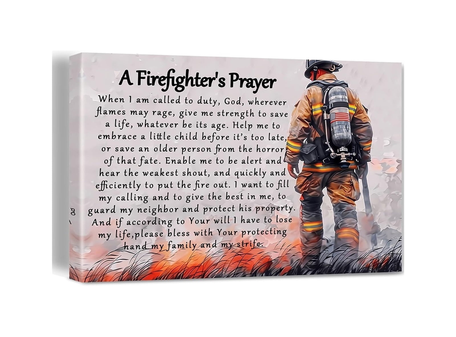 Firefighter Gifts for Women Men, Firefighter's Prayer Poster Canvas ...
