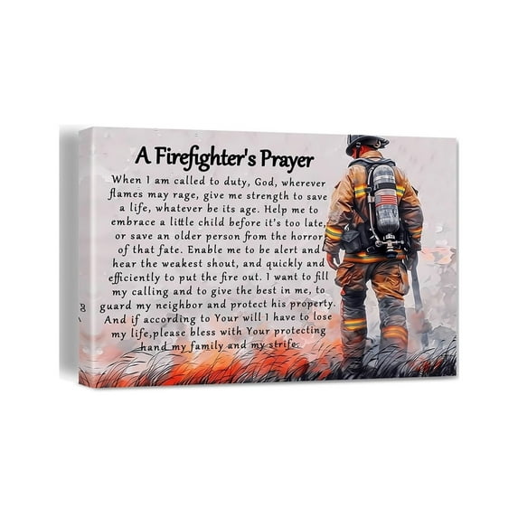 Firefighter Gifts for Women Men, Firefighter's Prayer Poster Canvas Wall Art Painting Home Office Decor Retirement Graduation Gift