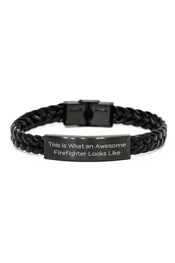 Firefighter Gifts from Family, Awesome Firefighter Looks Like Interlaced Leather Bracelet, Graduation Unique Gifts for Men