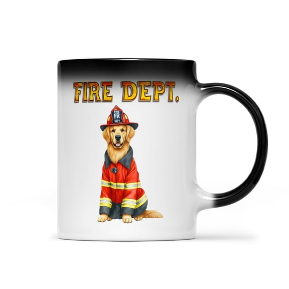 Firefighter Golden Retriever Hero Rescue Fire Dept Fireman USA Flag Heat Color Changing Mug Goldens Dog Lover Gifts Idea Magic Coffee Mug - 02026
