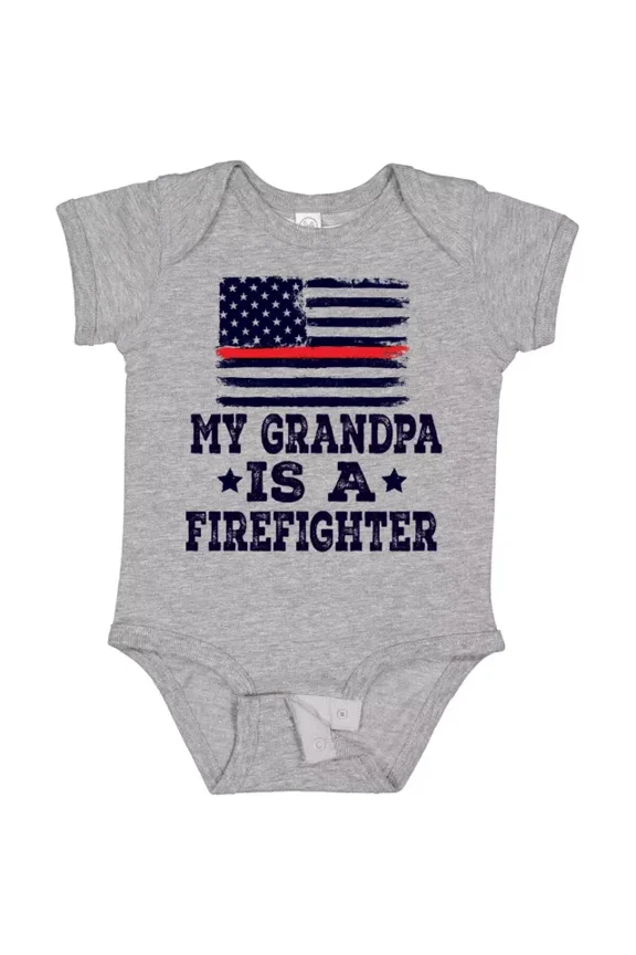 Firefighter Grandpa Fireman Flag Baby Bodysuit 1St Responder American Bodysuit Cute Baby Onesie, BABY BODYSUIT LAT 4424