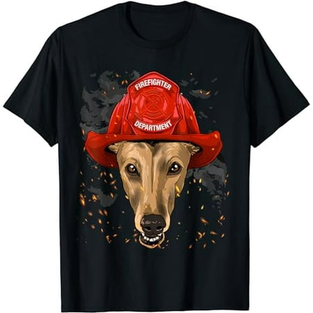 Firefighter Greyhound Fire Department Fireman Pet Dog Lover T-Shirt