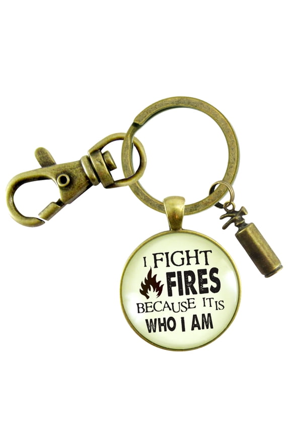 Firefighter Gutsy Goodness Bronze Keychain I Fight Fires Because Appreciate Gift Jewelry Extinguisher Charm