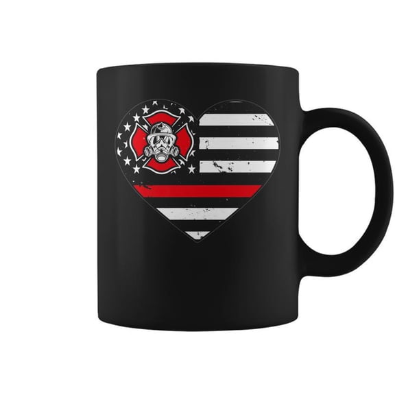 Firefighter Heartbeat Usa Flag Us Fire Fighter Fireman Coffee Mugs
