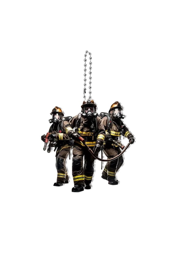 Firefighter Hero Acrylic Keychain, Brave Fire Rescue Team Pendant Key Ring, Appreciation Gift for Firefighters, Car Bag Key Accessory Ornament,1PC,3.1 IN.