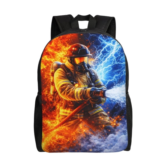 Firefighter Hero Powerful Fire And Ice Backpack Large Capacity Laptop Bag for Men and Women