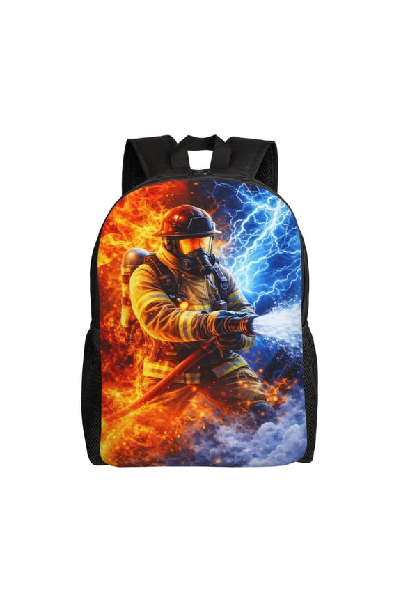 Firefighter Hero Powerful Fire And Ice Backpack Large Capacity Laptop Bag for Men and Women