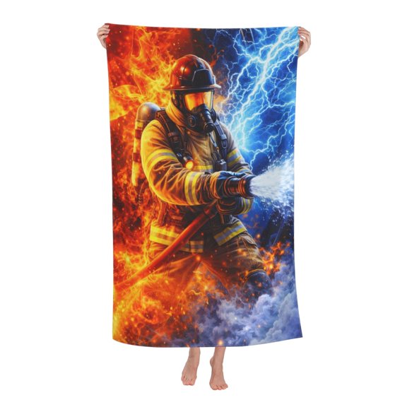 Firefighter Hero Powerful Fire And Ice Bath Towel Soft and Highly Absorbent for Adults