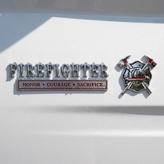 Firefighter Honor Courage Sacrifice Car Emblem Metal Badge, 3D Edition Car Emblem Decal, Universal Cars Badge & Auto Decal, Metal Cars Sticker for Truck