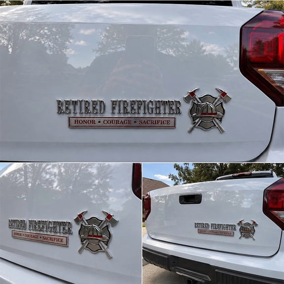 Firefighter Honor Courage Sacrifice Metal Car Emblem Chrome Badge