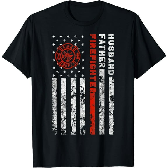 Firefighter Husband Father Fireman Fathers Day gift for Dad T-Shirt