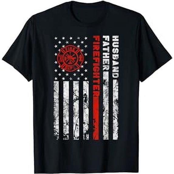Firefighter Husband Father Fireman Fathers Day gift for Dad T-Shirt