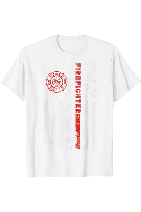 Firefighter Husband Father Fireman Fathers Day gift for Dad T-Shirt