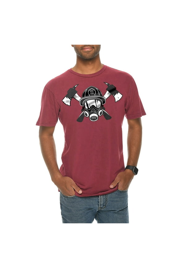 Firefighter Icon Unisex Ring Spun Cotton Vintage Short Sleeve Crewneck Tee Shirt - Vintage Brick 2XL