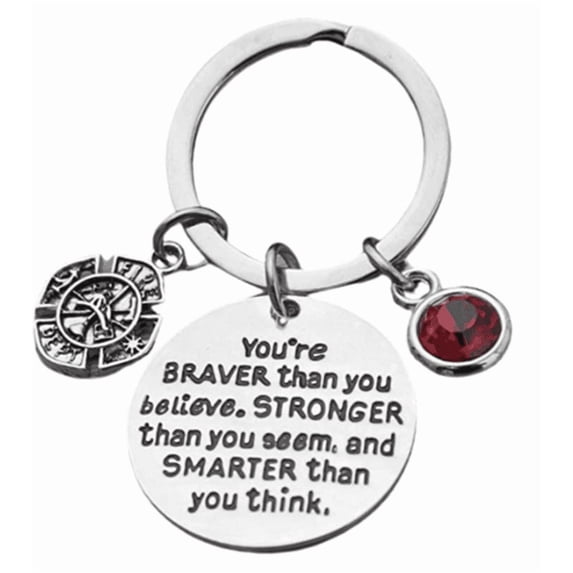 Firefighter Keychain, Your Braver Than You Believe Jewelry Gift for Firefighter Dad, Husband, Wife, Son, Daughter - Jewelry