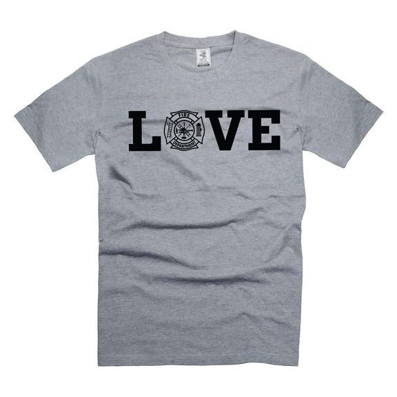 Firefighter Love Shirt Firefighter Logo Shirt Firefighter Gifts Firefighter Birthday Christmas Gift (Small Grey)