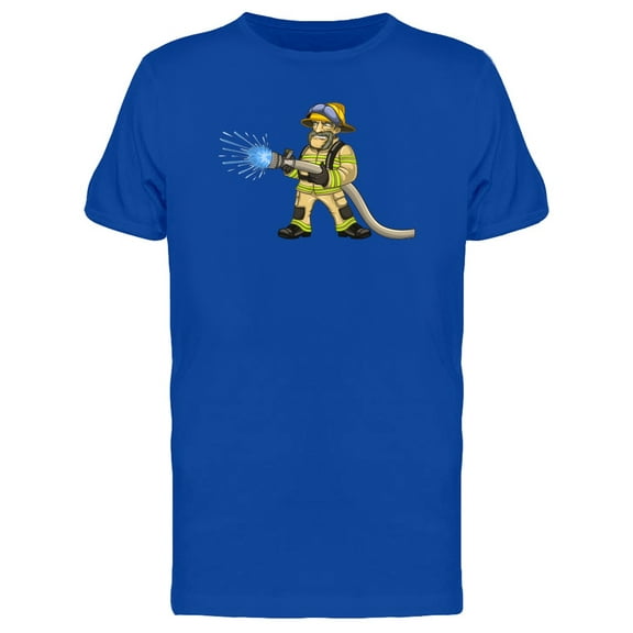 Firefighter Man Cartoon T-Shirt Men -Image by Shutterstock, Male 3X-Large